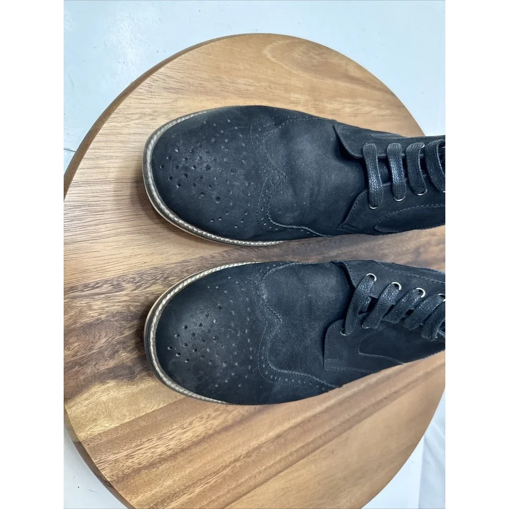 Bugatchi Uomo Chukka Boots 10.5 Black  Gray Leather Suede Zip Lace Oxford  Shoes
